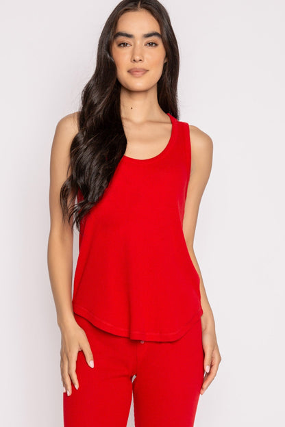 Textured Essentials Red Tank Top Lounge Set