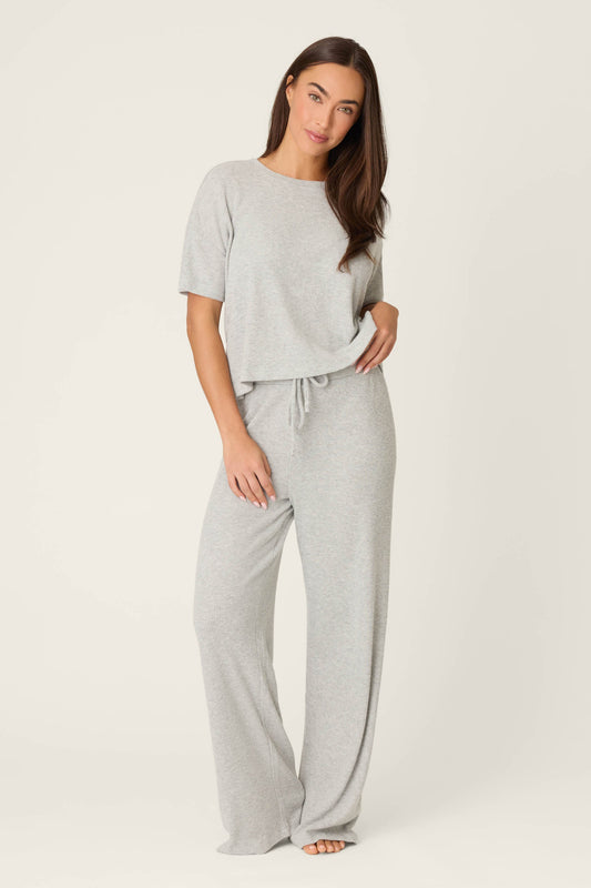 Textured Essentials Heather Grey Long Lounge Set