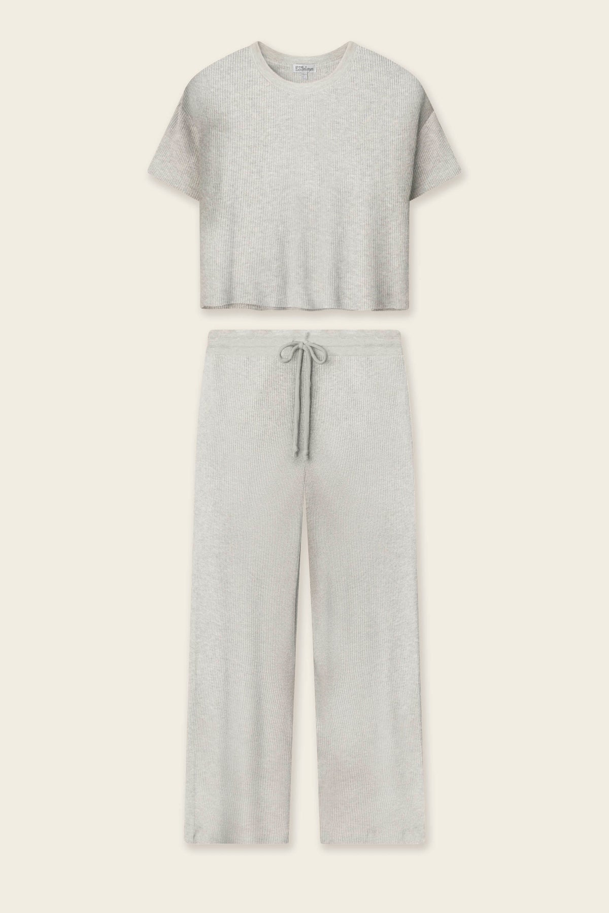 Textured Essentials Heather Grey Long Lounge Set
