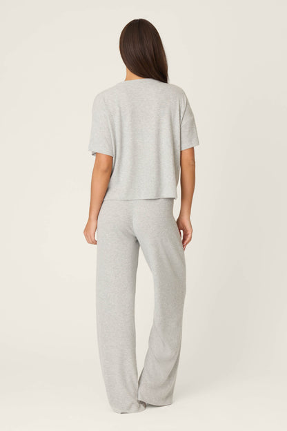 Textured Essentials Heather Grey Long Lounge Set