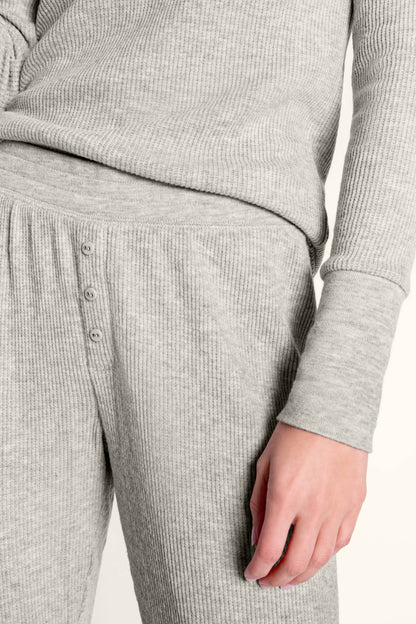 Textured Essentials Heather Grey Long PJ Set