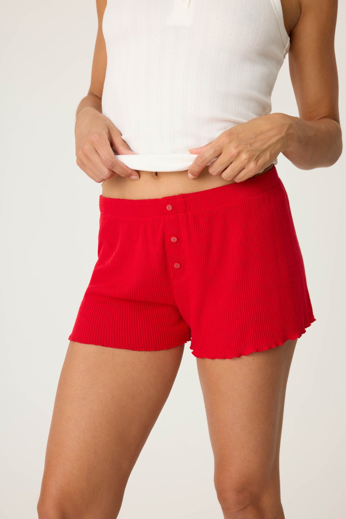 Textured Essentials Red Shorts