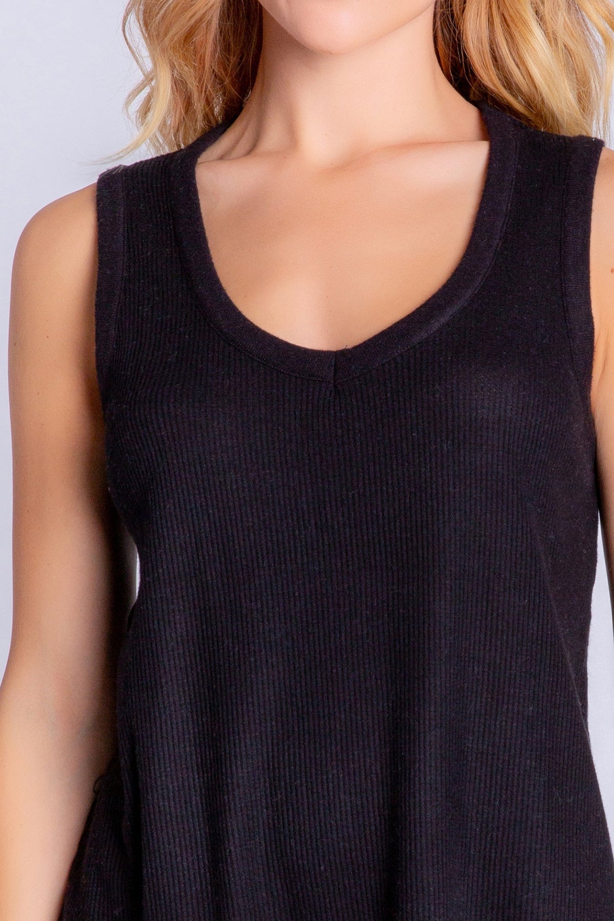 Textured Essentials Black Tank Top