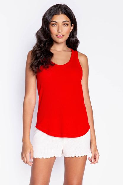 Textured Essentials Red Tank Top