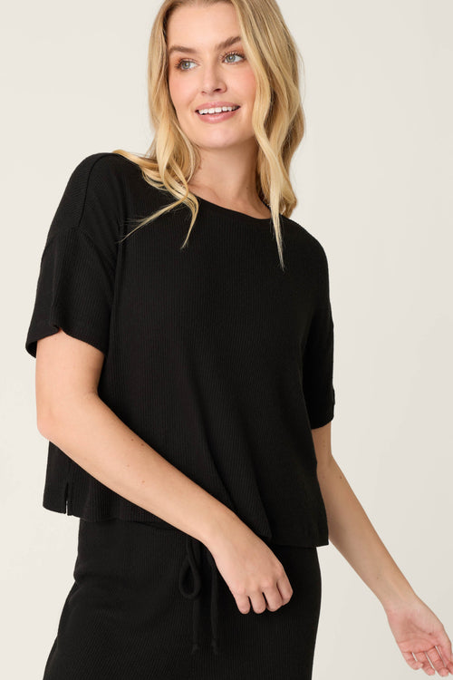 Textured Essentials Black Short Sleeve Top