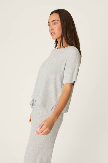 Textured Essentials Heather Grey Short Sleeve Top
