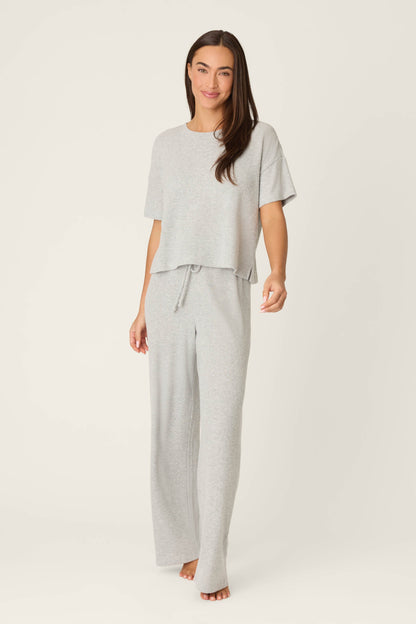 Textured Essentials Heather Grey Short Sleeve Top