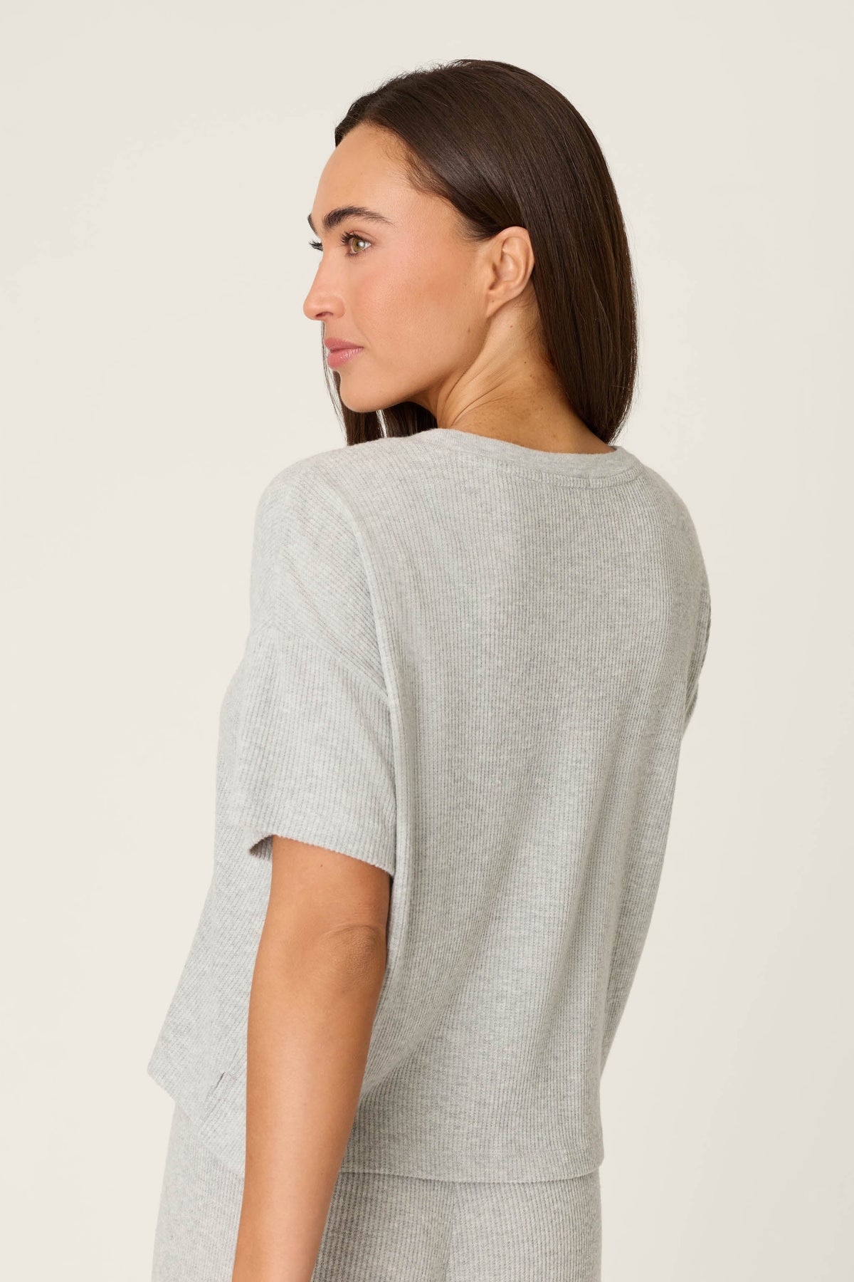 Textured Essentials Heather Grey Short Sleeve Top