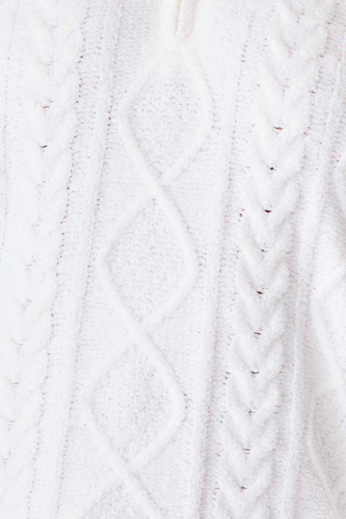 Chenille Cable Knit Ivory Slippers
