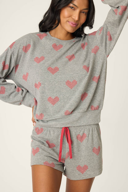 Heart Print Fleece PJ Set