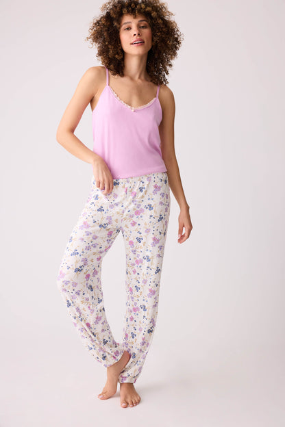 More Amour Floral Pointelle Banded Pants