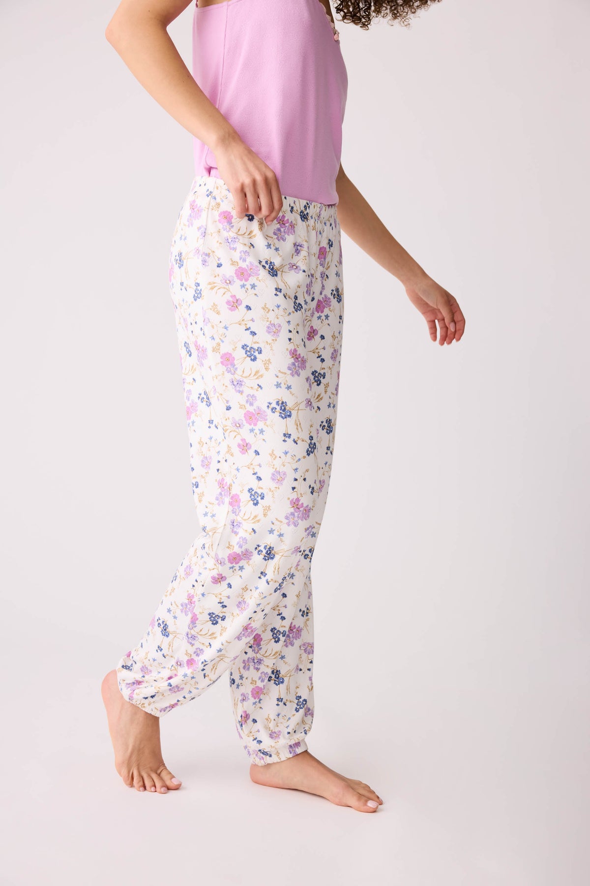 More Amour Floral Pointelle Banded Pants