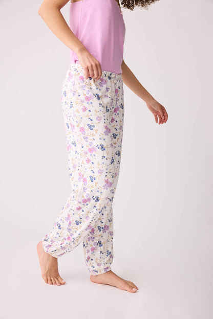 More Amour Floral Pointelle Banded Pants