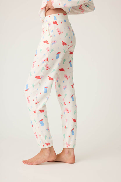 American Honey Cowboy Print Banded Pants