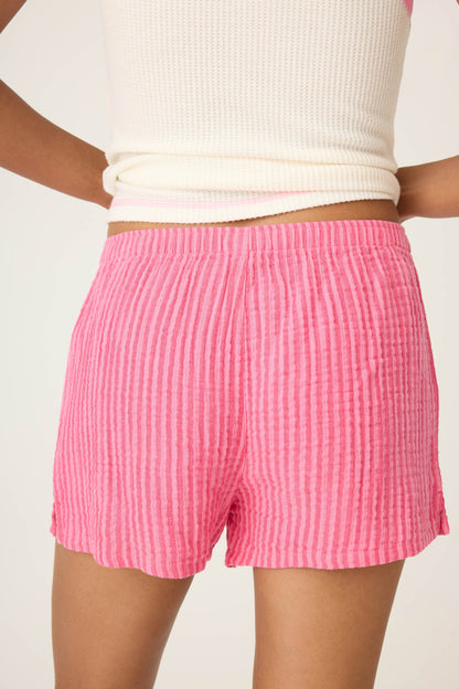 Back From The Beach Striped Gauze Shorts