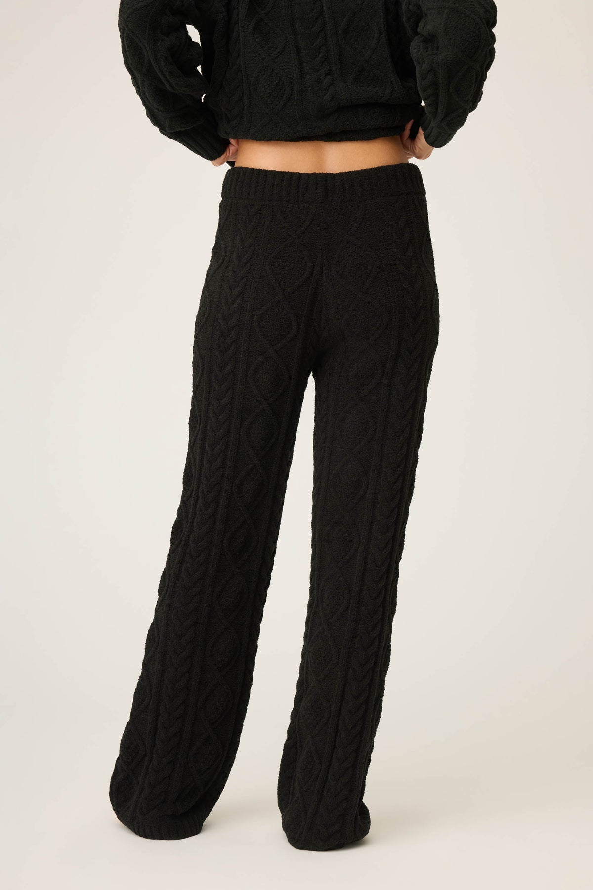 Chenille Cable Knit Open Leg Pants