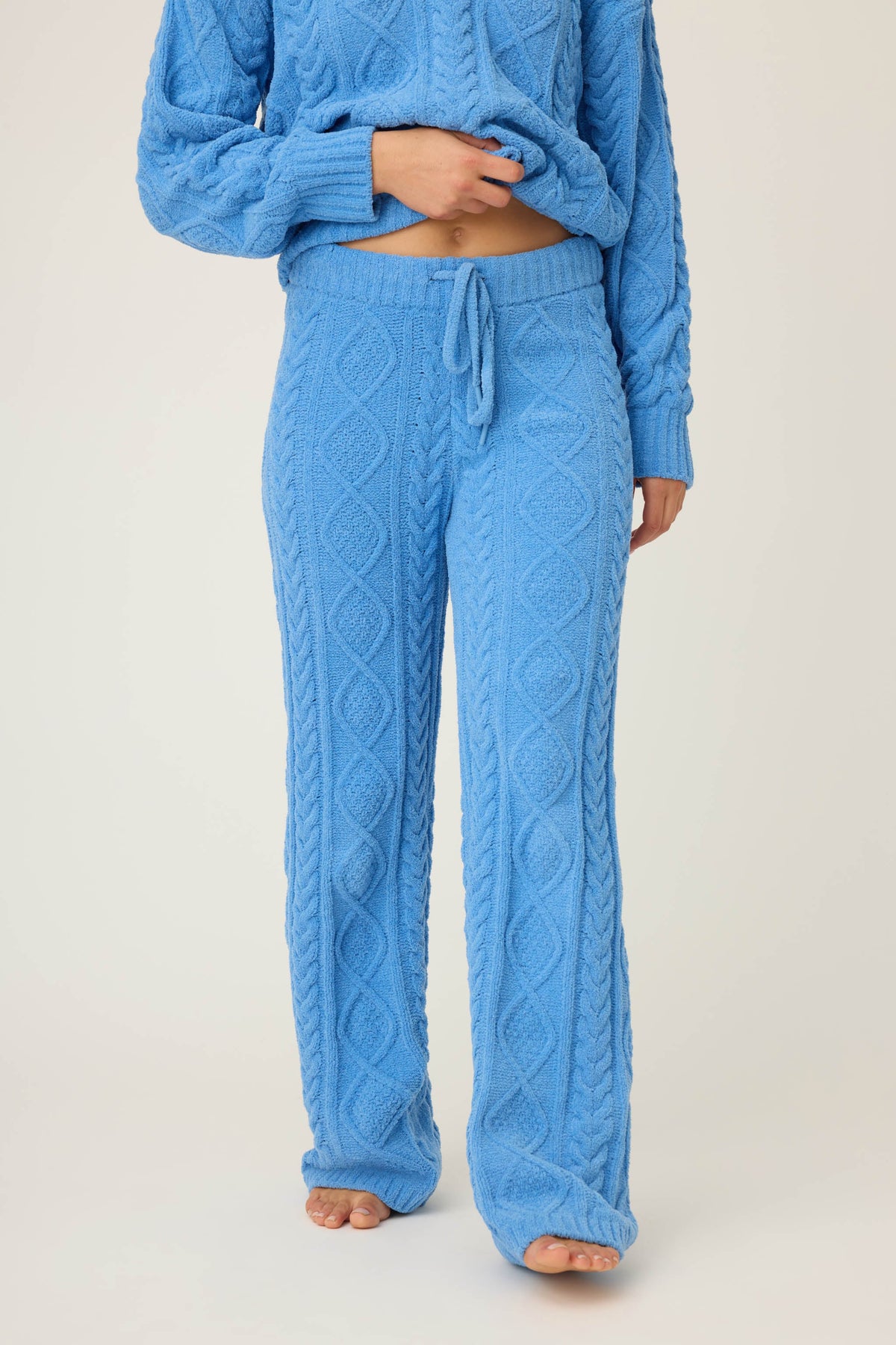 Chenille Cable Knit Open Leg Pants