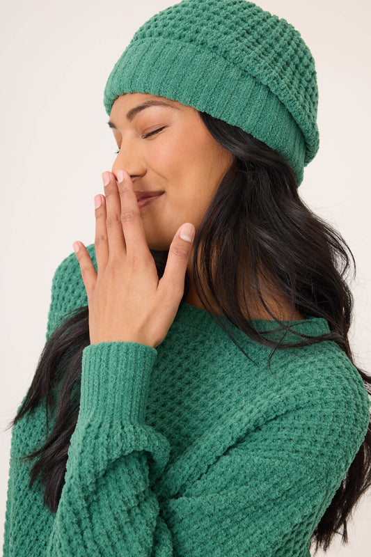 Chenille Waffle Forest Beanie