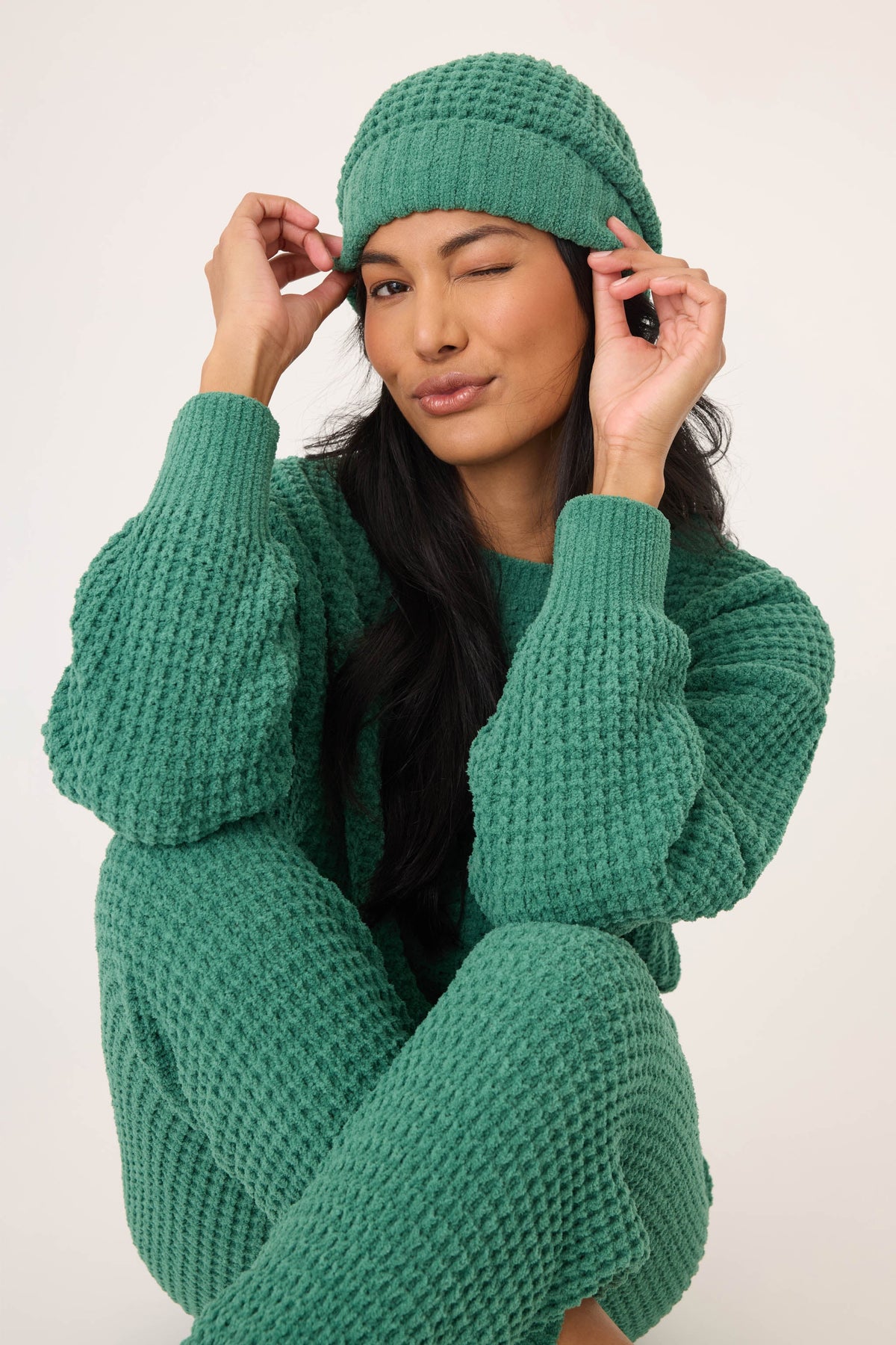 Chenille Waffle Forest Beanie