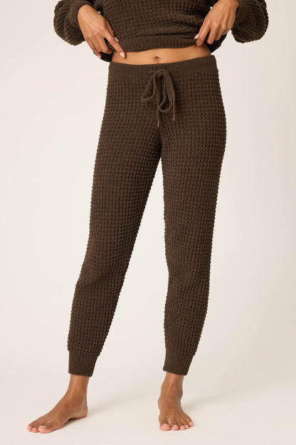 Chenille Waffle Chocolate Banded Pants