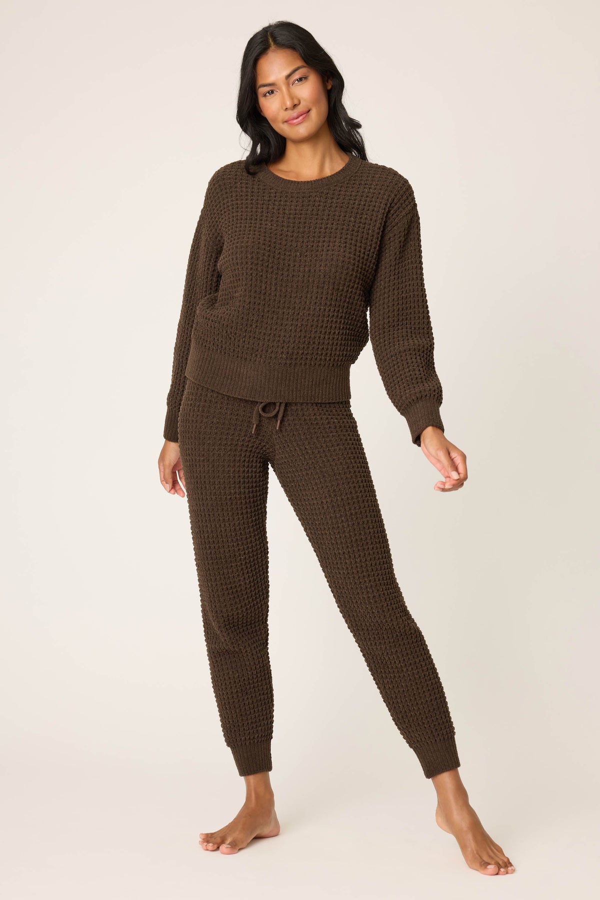 Chenille Waffle Chocolate Banded Pants