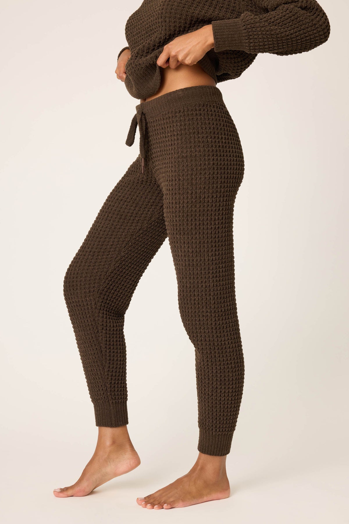 Chenille Waffle Chocolate Banded Pants