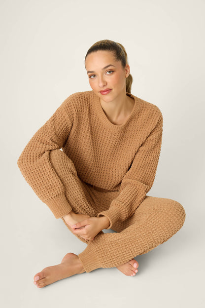 Chenille Waffle Caramel Lounge Set