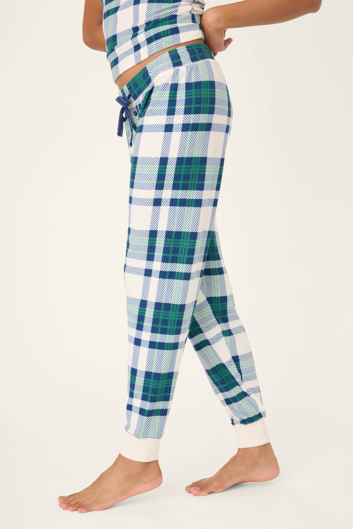 Cozy Life Plaid Thermal Velour Banded Pants
