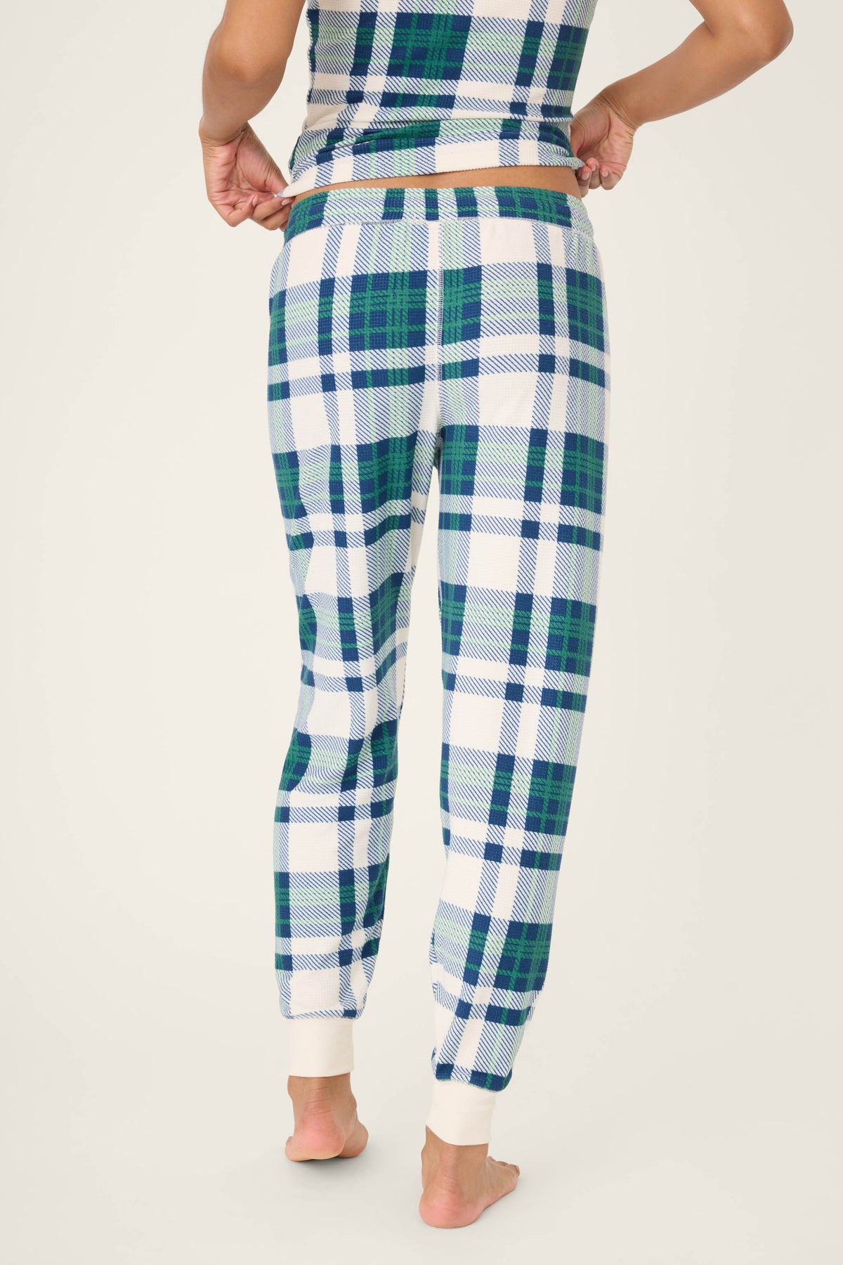 Cozy Life Plaid Thermal Velour Banded Pants