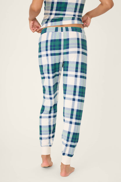 Cozy Life Plaid Thermal Velour Banded Pants