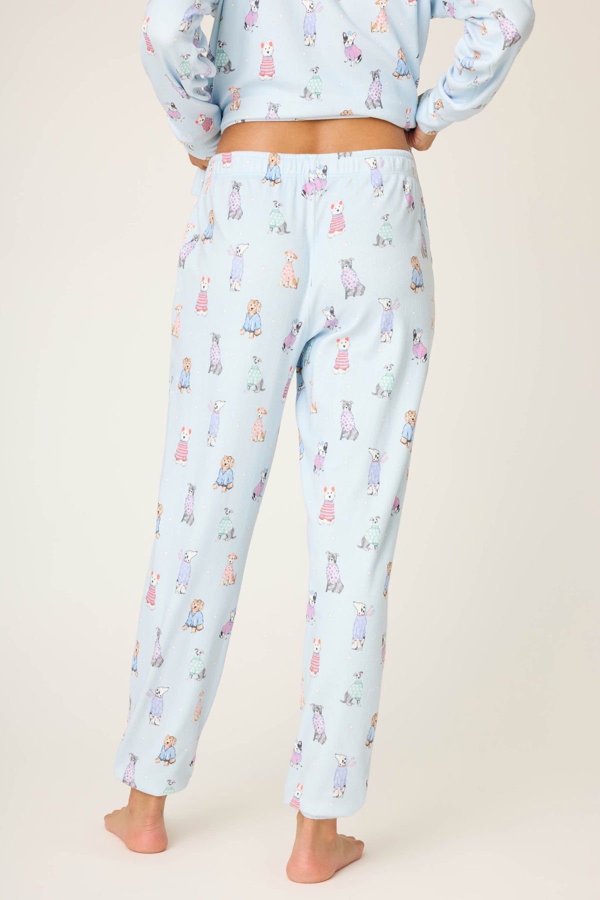 Doggone Cold Dog Print Pointelle Banded Pants