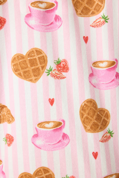 Brunch Club Breakfast Print Flannel Nightshirt