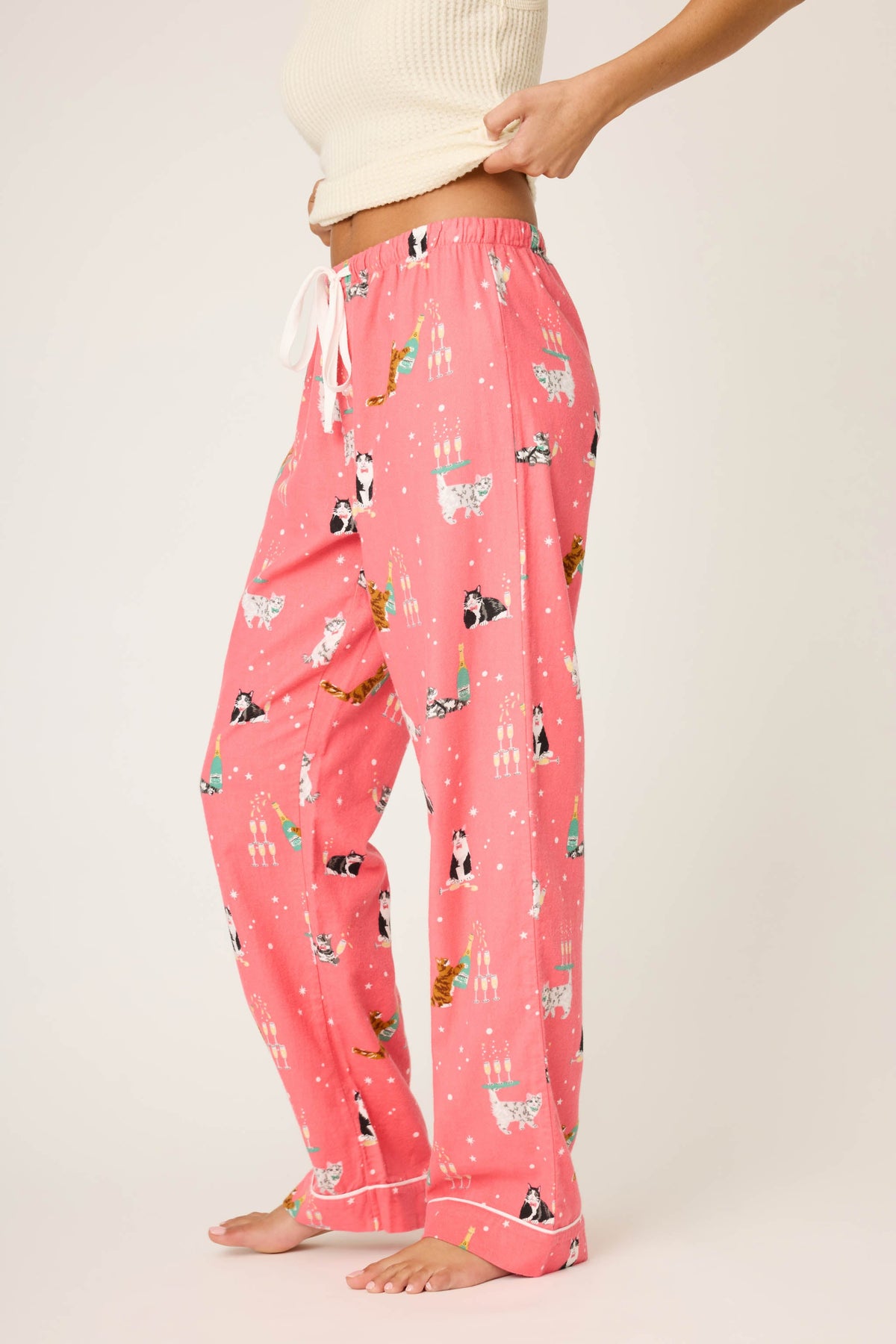Let's Get Fizzical Cat Print Flannel Pants