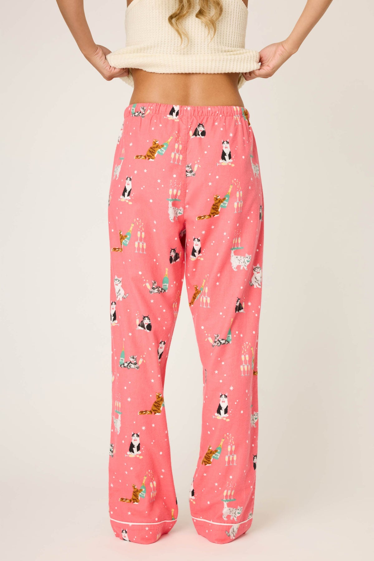 Let's Get Fizzical Cat Print Flannel Pants