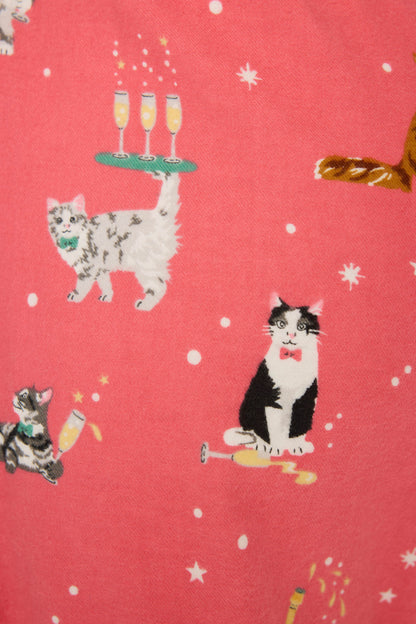 Let's Get Fizzical Cat Print Flannel Pants