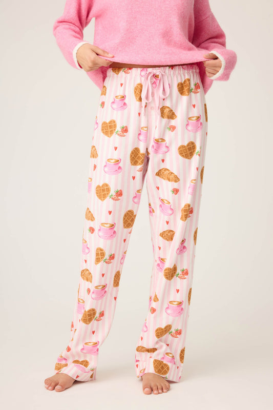 Brunch Club Breakfast Print Flannel Pant