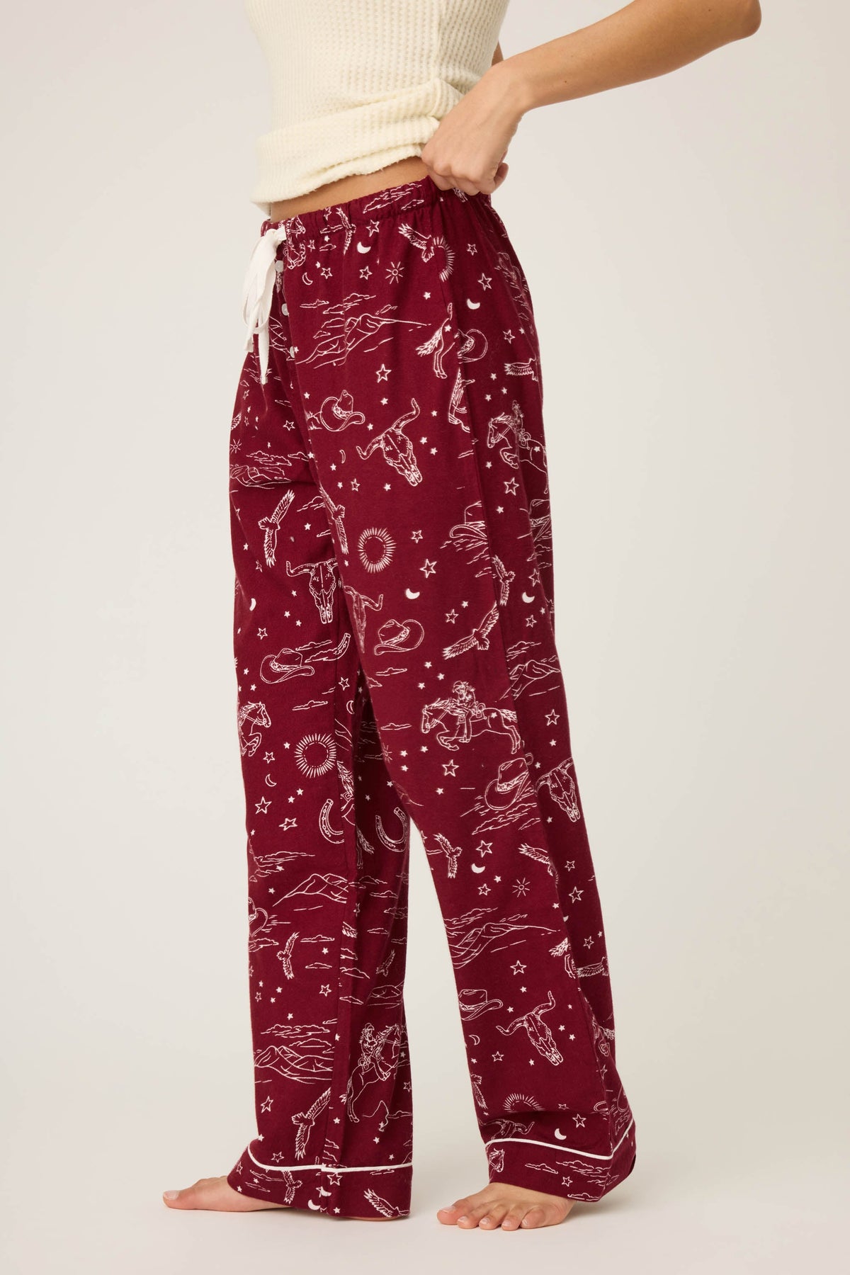 Hold Your Horses Western Print Flannel Pants