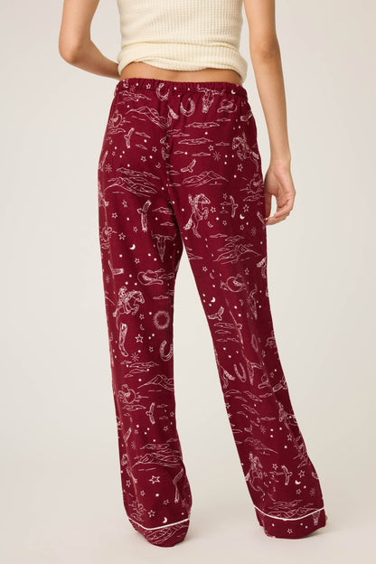 Hold Your Horses Western Print Flannel Pants