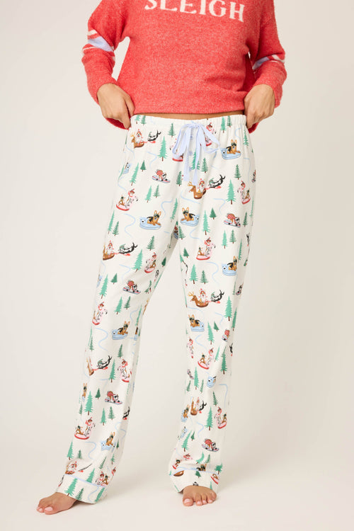 Sleigh All Day Winter Print Flannel Pant