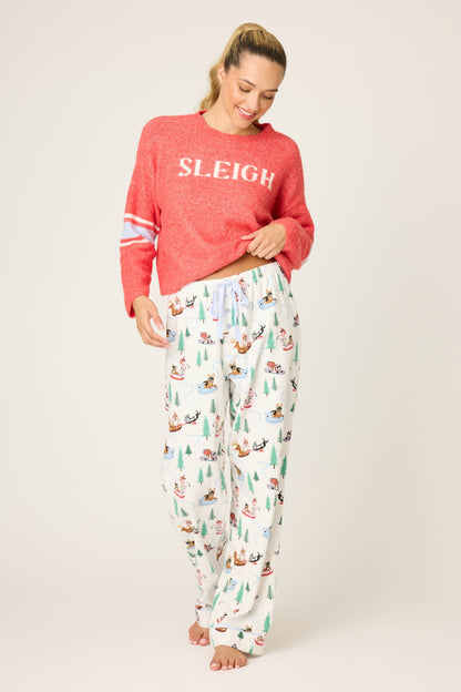 Sleigh All Day Winter Print Flannel Pant