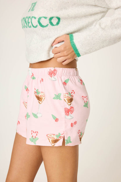 Tini Time Drink Print Flannel Shorts
