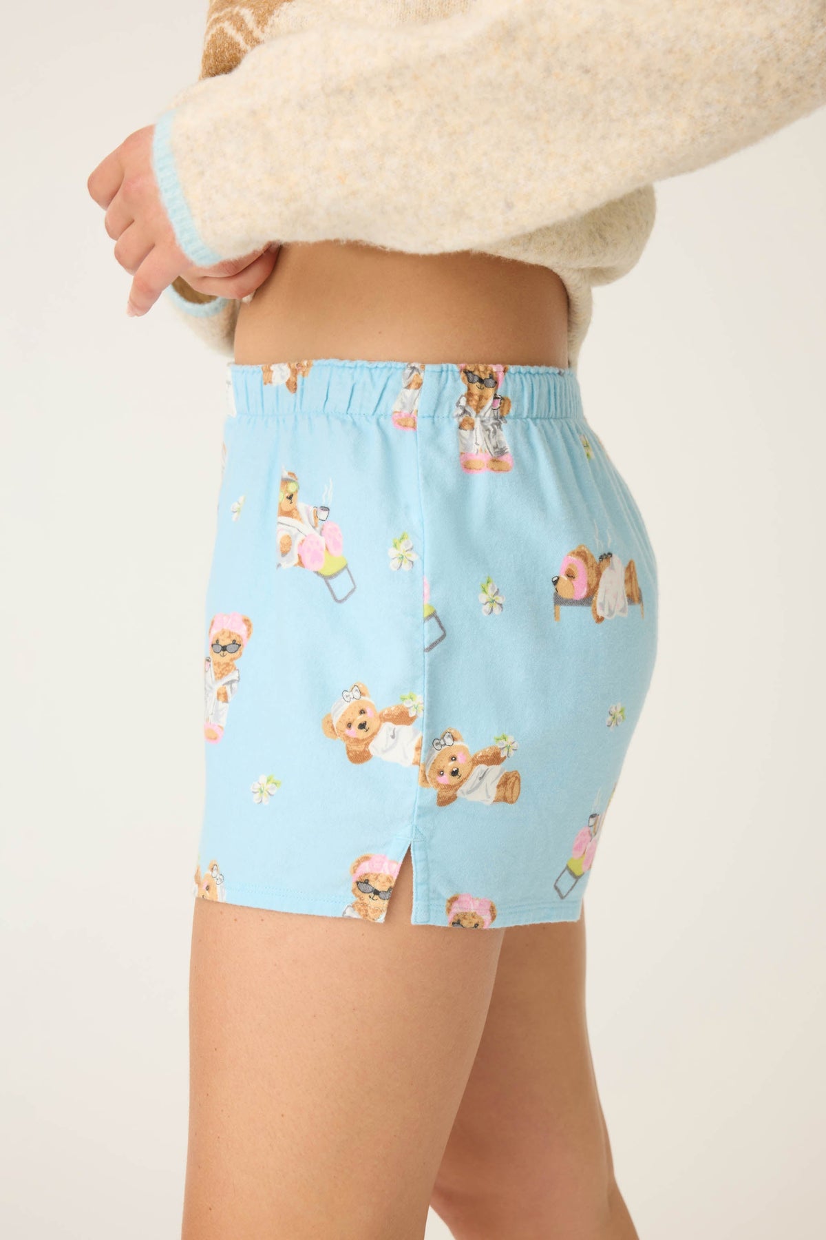 Beary Cute Bear Print Flannel Shorts