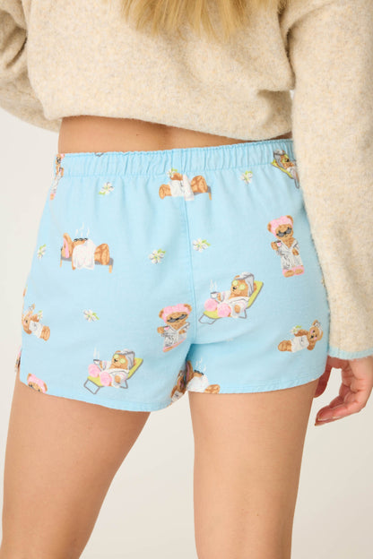 Beary Cute Bear Print Flannel Shorts