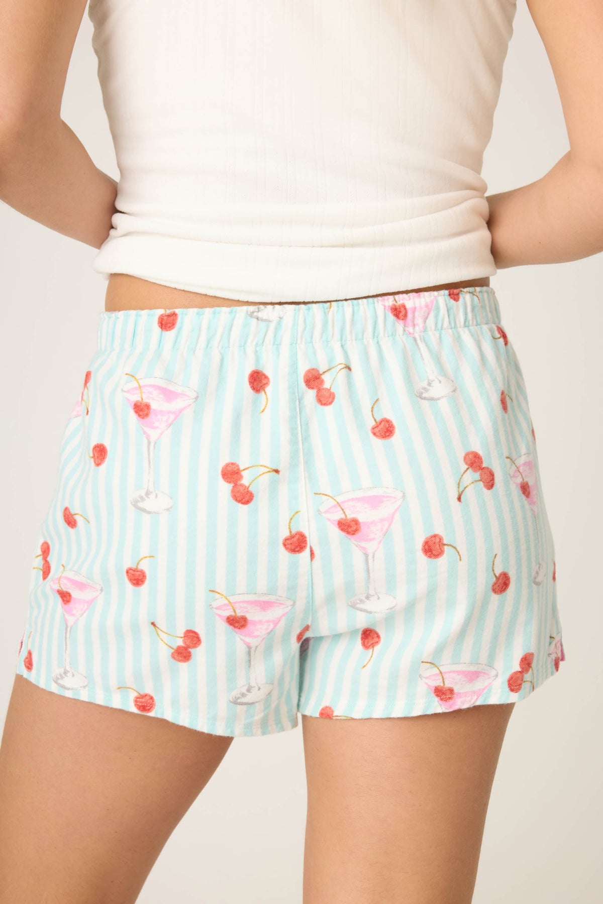 Ma Cherie Cherry Print Flannel Shorts