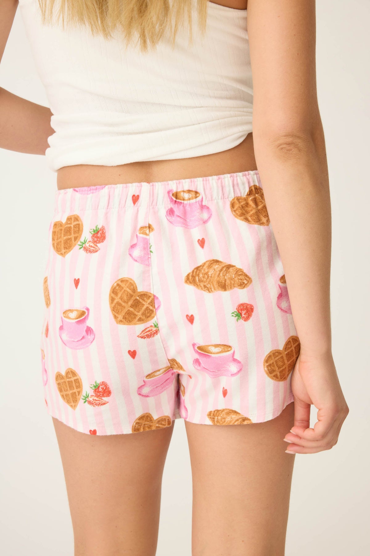 Brunch Club Breakfast Print Flannel Shorts