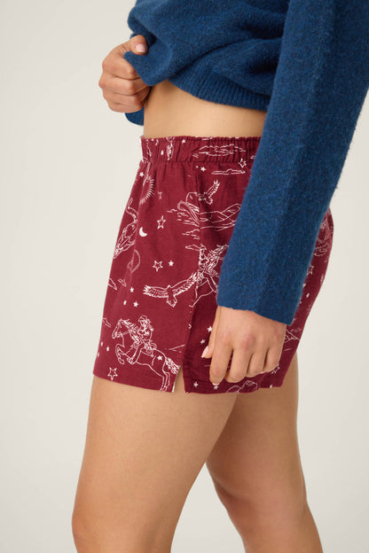Hold Your Horses Western Print Flannel Shorts