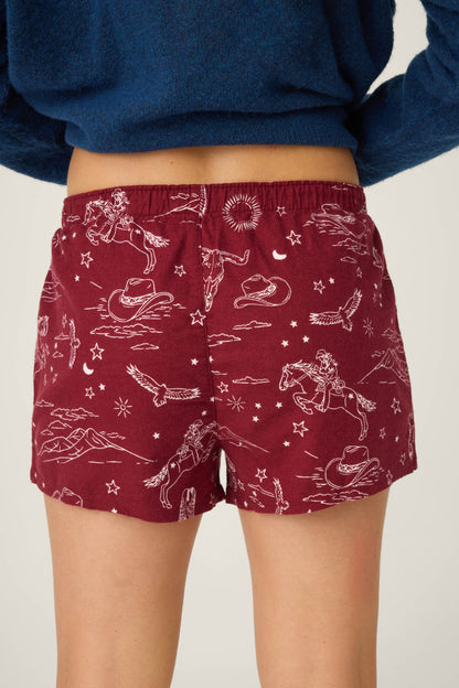 Hold Your Horses Western Print Flannel Shorts