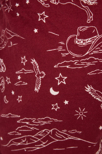 Hold Your Horses Western Print Flannel Shorts