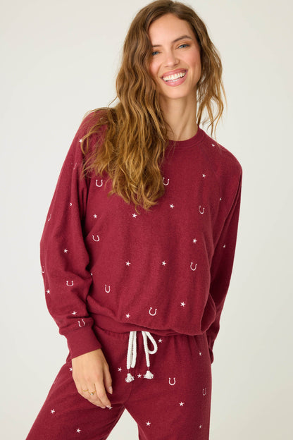 Hold Your Horses Horseshoe Embroidered Sweatshirt