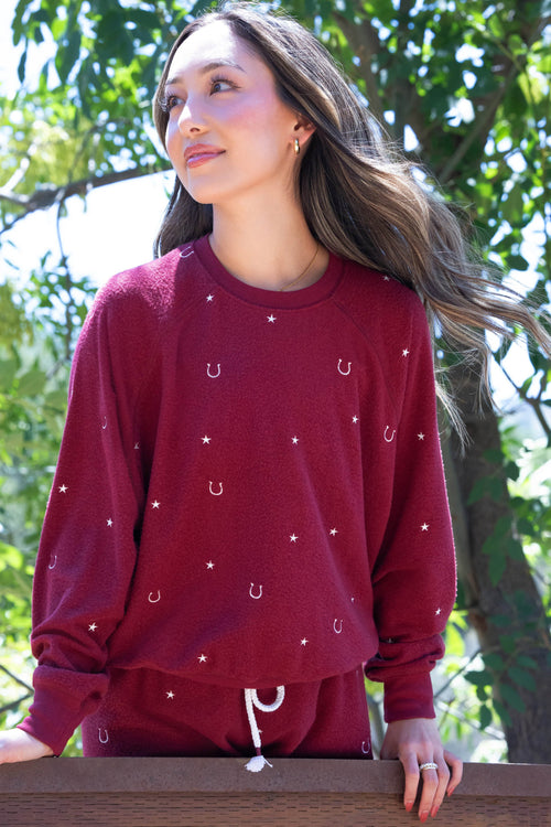 Hold Your Horses Horseshoe Embroidered Sweatshirt
